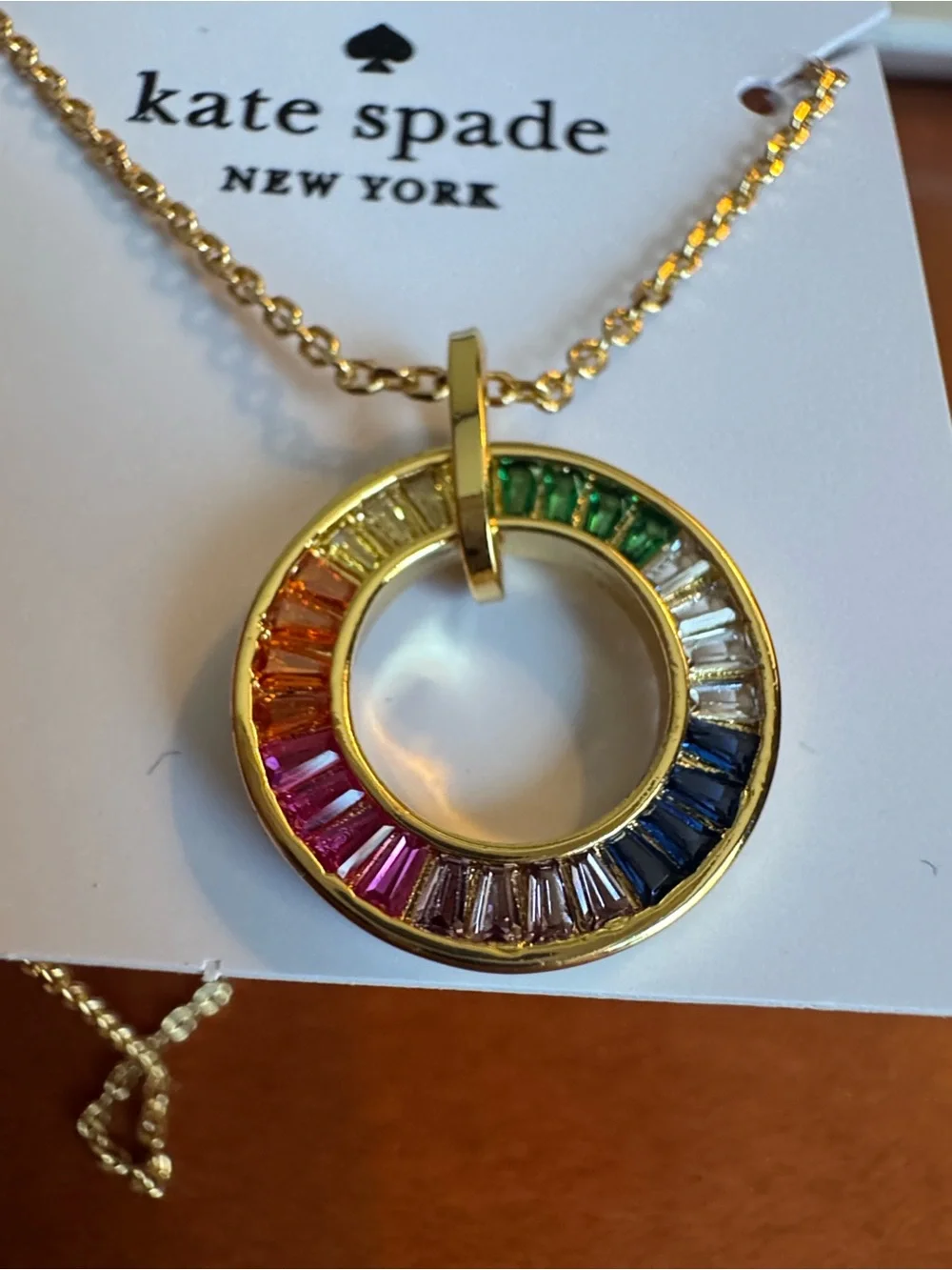 Kate Spade Gold Rainbow Circle Pendant Necklace - Multicolor NEW $98